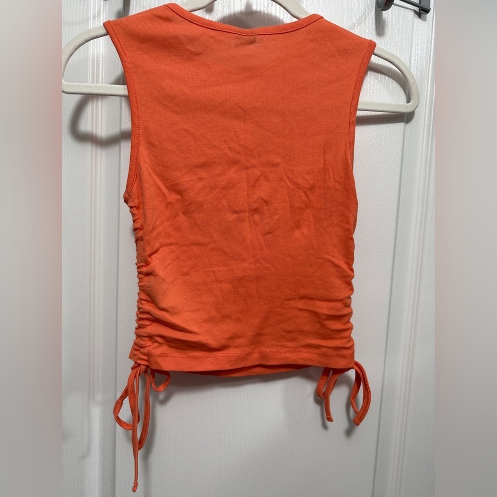 Urban Outfitters Cropped Cinched Tank Top Women Small Orange Frog Graphic Hippie - Picture 2 of 16